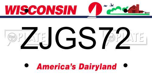 ZJGS72 Wisconsin License Plate