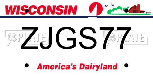 ZJGS77 Wisconsin License Plate