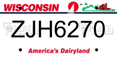 ZJH6270 Wisconsin License Plate
