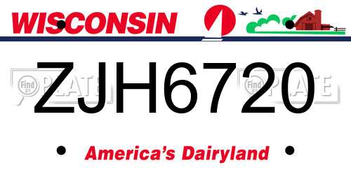 ZJH6720 Wisconsin License Plate
