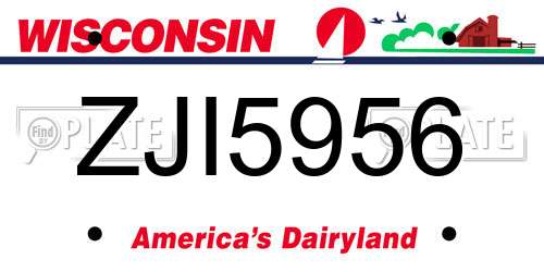 ZJI5956 Wisconsin License Plate