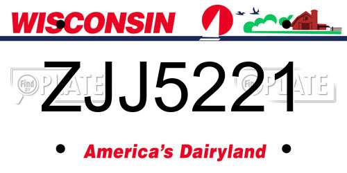 ZJJ5221 Wisconsin License Plate