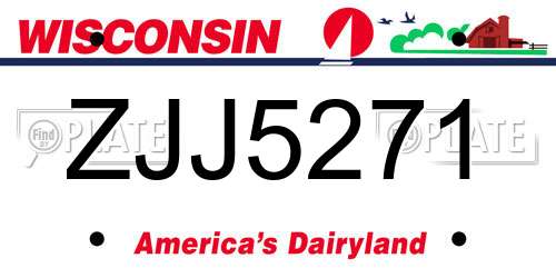 ZJJ5271 Wisconsin License Plate