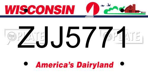 ZJJ5771 Wisconsin License Plate