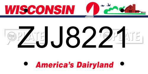 ZJJ8221 Wisconsin License Plate