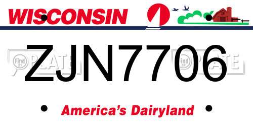 ZJN7706 Wisconsin License Plate