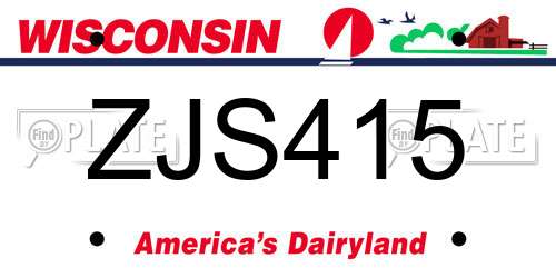 ZJS415 Wisconsin License Plate