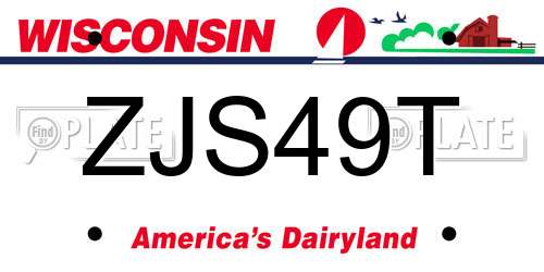 ZJS49T Wisconsin License Plate