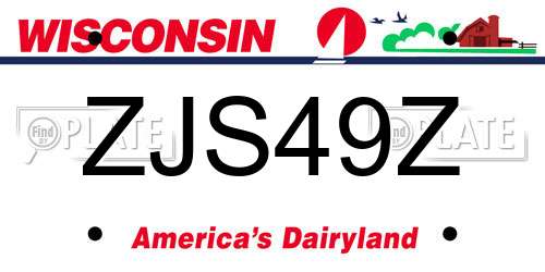 ZJS49Z Wisconsin License Plate