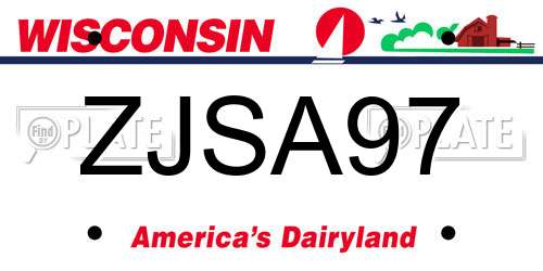 ZJSA97 Wisconsin License Plate