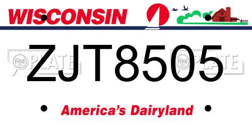 ZJT8505 Wisconsin License Plate