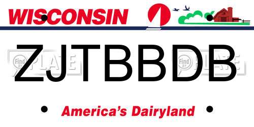 ZJTBBDB Wisconsin License Plate