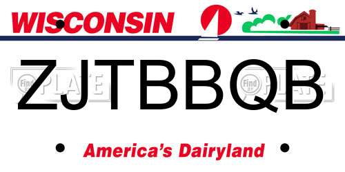 ZJTBBQB Wisconsin License Plate