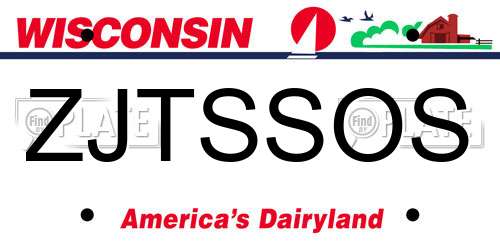ZJTSSOS Wisconsin License Plate