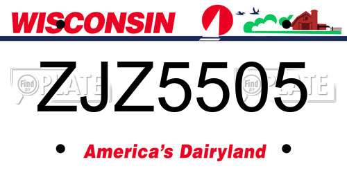ZJZ5505 Wisconsin License Plate