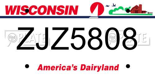 ZJZ5808 Wisconsin License Plate
