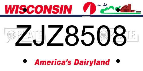 ZJZ8508 Wisconsin License Plate
