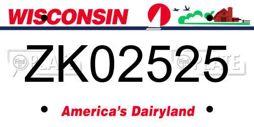 ZK02525 Wisconsin License Plate