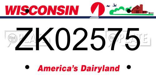 ZK02575 Wisconsin License Plate