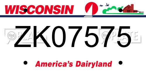 ZK07575 Wisconsin License Plate