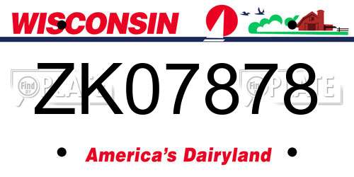 ZK07878 Wisconsin License Plate