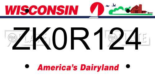 ZK0R124 Wisconsin License Plate