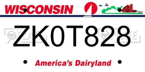 ZK0T828 Wisconsin License Plate