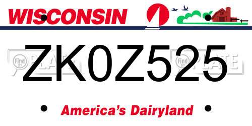 ZK0Z525 Wisconsin License Plate