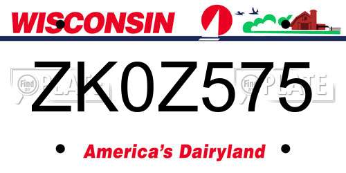 ZK0Z575 Wisconsin License Plate