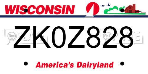 ZK0Z828 Wisconsin License Plate
