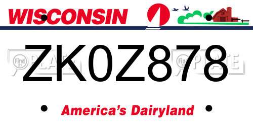 ZK0Z878 Wisconsin License Plate