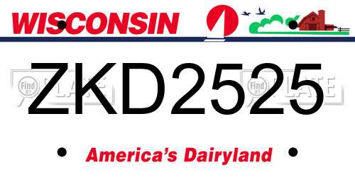 ZKD2525 Wisconsin License Plate