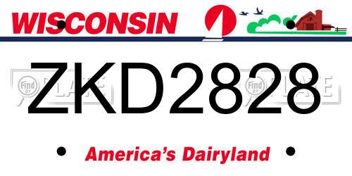 ZKD2828 Wisconsin License Plate