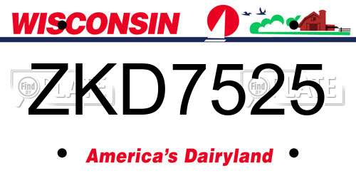 ZKD7525 Wisconsin License Plate