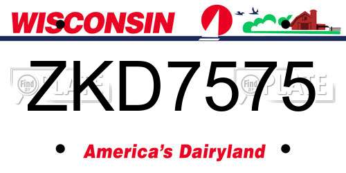 ZKD7575 Wisconsin License Plate