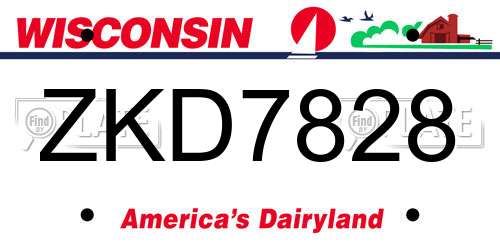 ZKD7828 Wisconsin License Plate