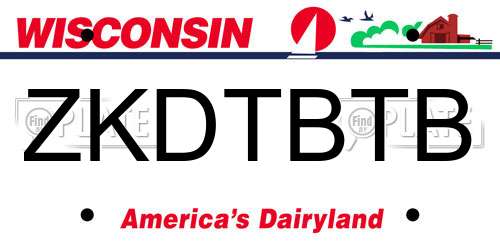 ZKDTBTB Wisconsin License Plate