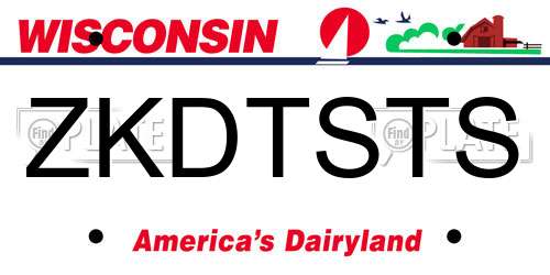 ZKDTSTS Wisconsin License Plate