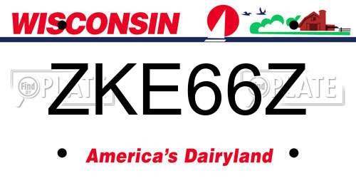 ZKE66Z Wisconsin License Plate