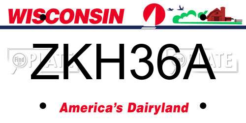 ZKH36A Wisconsin License Plate