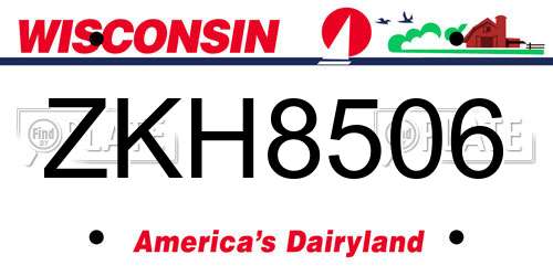 ZKH8506 Wisconsin License Plate