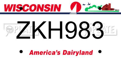 ZKH983 Wisconsin License Plate