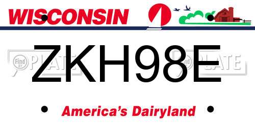 ZKH98E Wisconsin License Plate