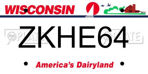 ZKHE64 Wisconsin License Plate