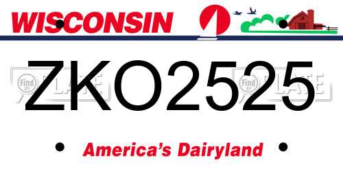 ZKO2525 Wisconsin License Plate