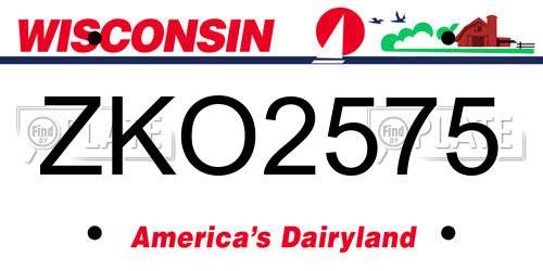 ZKO2575 Wisconsin License Plate