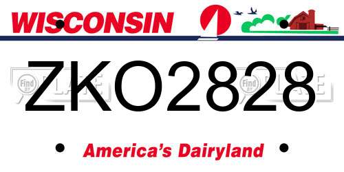ZKO2828 Wisconsin License Plate