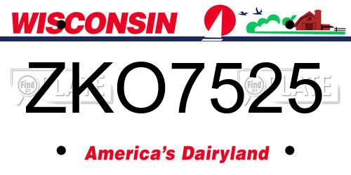 ZKO7525 Wisconsin License Plate