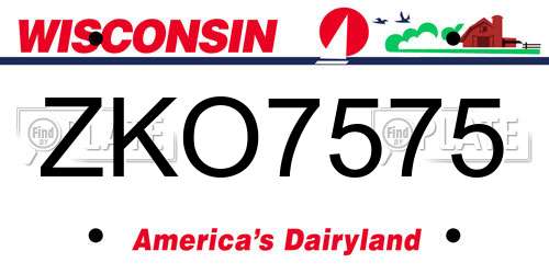 ZKO7575 Wisconsin License Plate