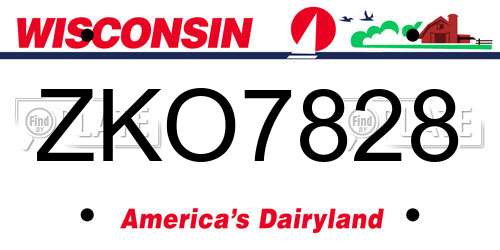 ZKO7828 Wisconsin License Plate